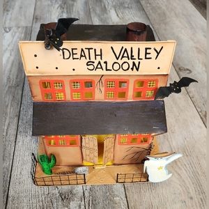 SPOOKY HOLLOW 9.5" DEATH VALLEY SALOON METAL CANDLE HOLDER